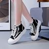 Spring new ins breathable canvas shoes high-top casual board shoes platform muffin shoes
