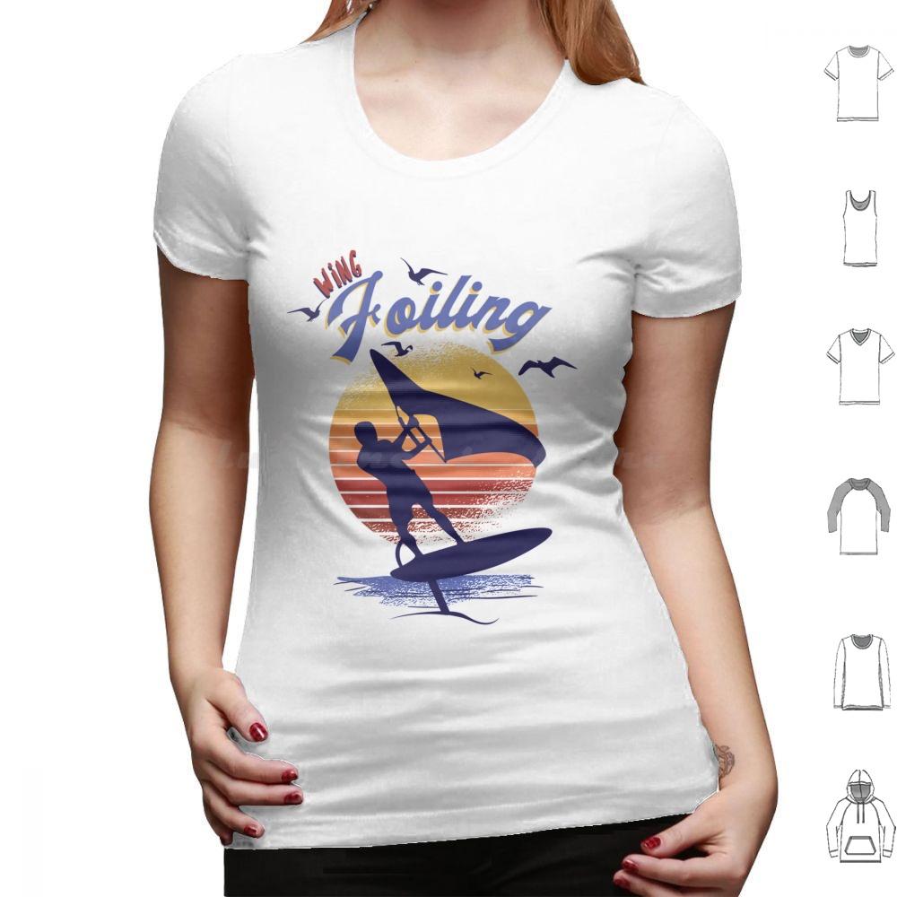 Wing Foiling Surfing Surfer Gift T Shirt Cotton Men Women DIY Print Wing Foiling Wing Foiling Surfing Surfer Idea Vintage Surf