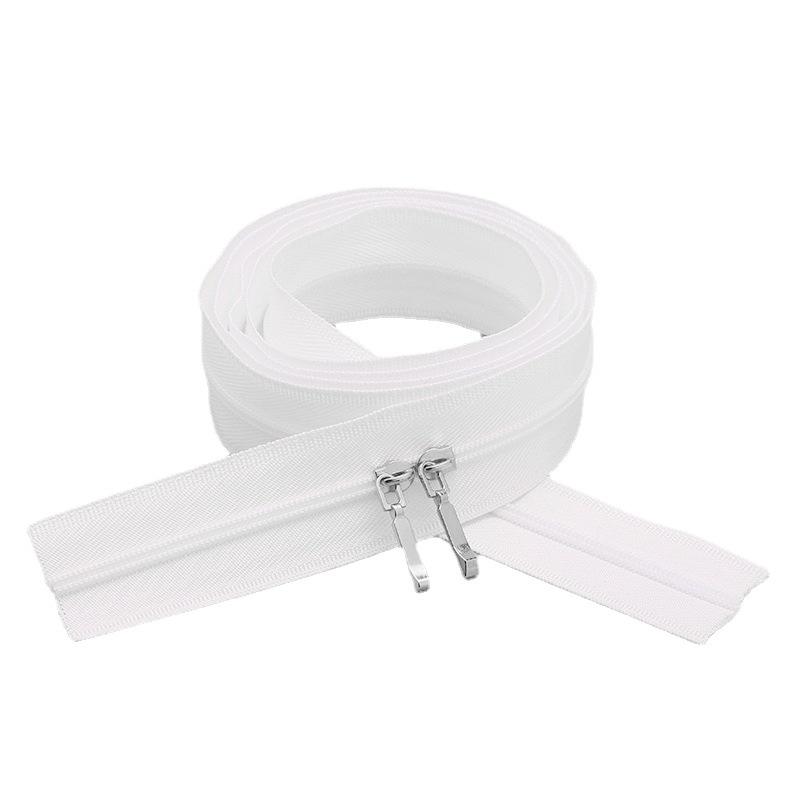 Dual-Head No. 3 White Invisible Nylon Zipper for Pillow Cases or Quilts