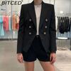 BITCED Women's Vintage Casual Lattice Print Autumn Winter Long Sleeve POLO Neck Jackets & Coats