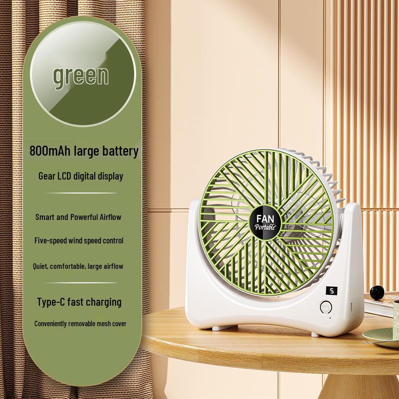 

5-Speed USB Rechargeable Desktop Fan for Home, Dormitory, Office, and Outdoor Use 18.7 x 6.3 x 18.1 cm