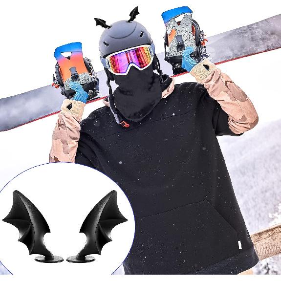 Lewtemi 4 Pairs Helmet Devil Horns Motorcycle Helmet Accessories Cat Ears Devil Wings Horns with Adhesive Suction Cup Ski Bike Accessories for Women