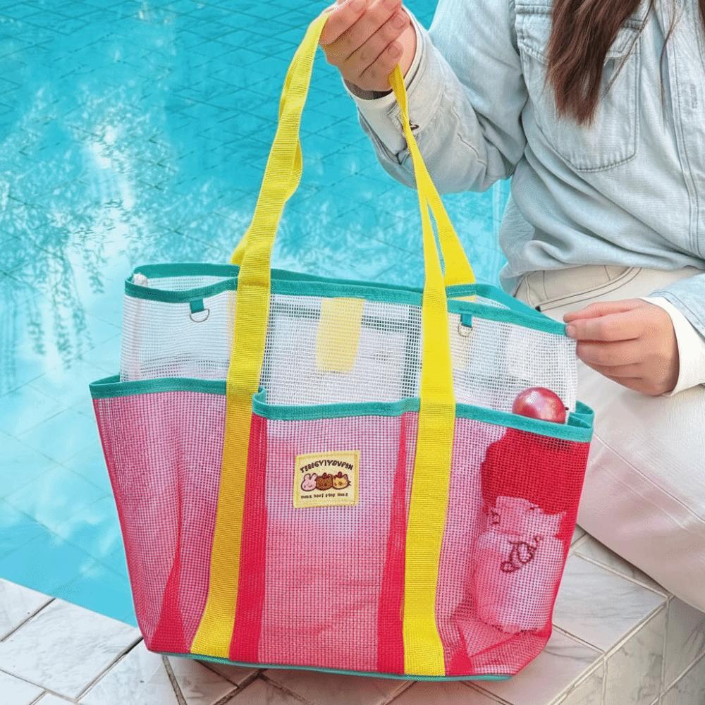 Nylon Mesh Beach Bag Gauze Mesh Handbag Cute Summer Shoulder Bag  Cosmetic Bag
