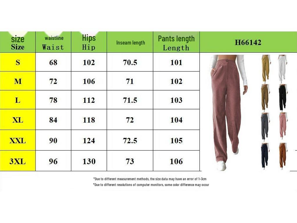 2025 Herbst Damen High Waist Lässige Cordhose - Locker, Einfarbig, Gerades Bein