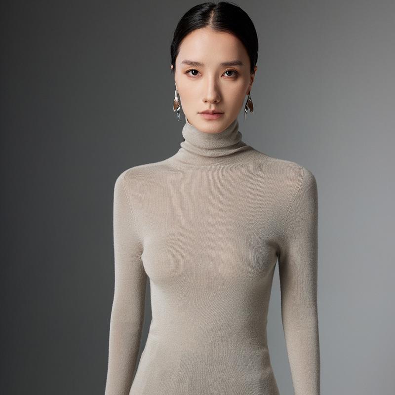 High-Quality Women's Chunky Knit 100% Wool Pullover Sweater - Autumn/Winter with Seamless Inner Layer & High Neck