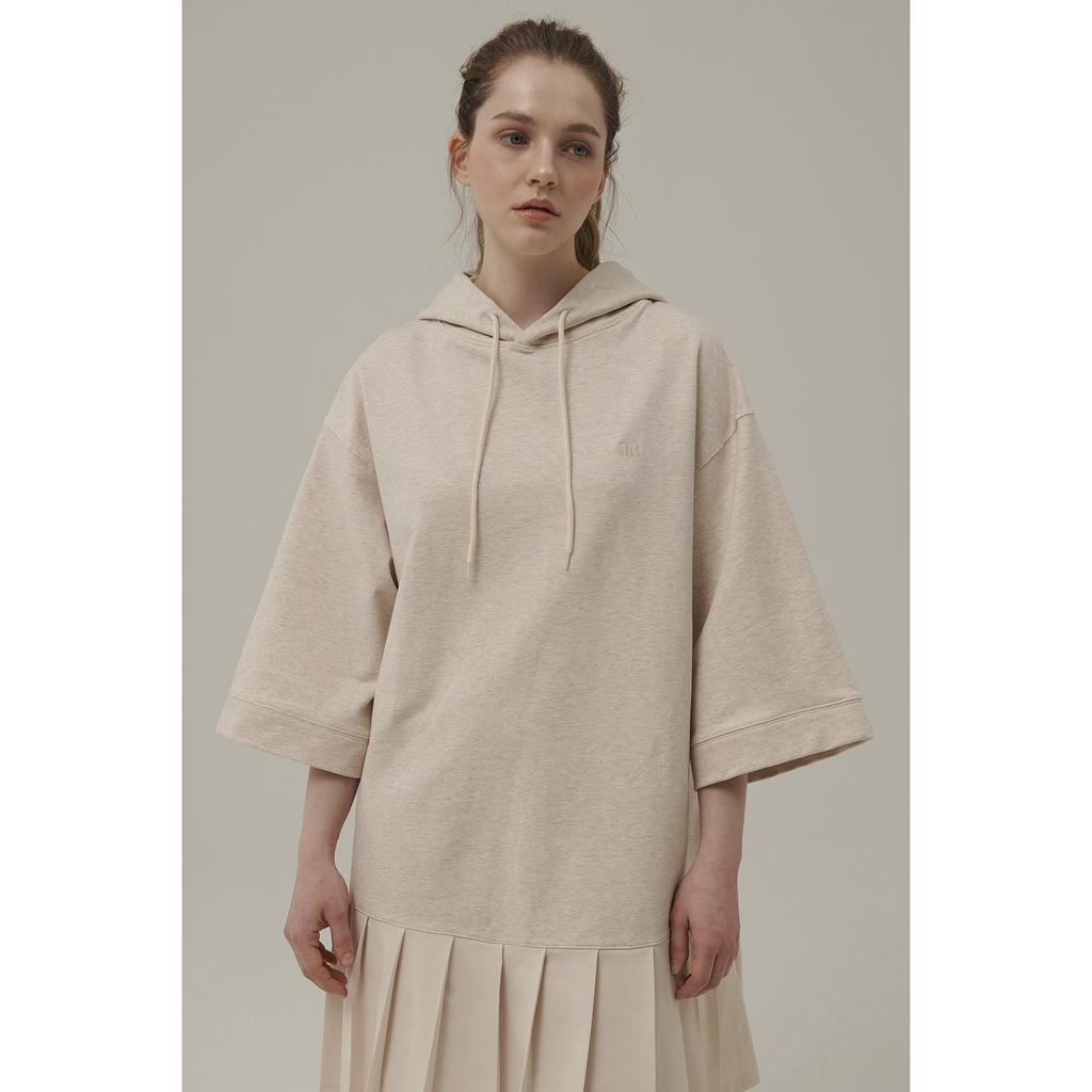 BETWEEN A AND B Pleated Hooded Jersey Dress [Oatmeal]