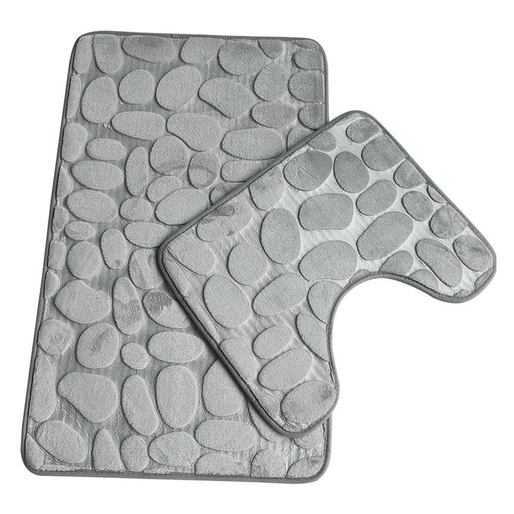 3 Stück Badezimmer Kieselstein Geprägt Toiletten Badematte Rutschfest Bodenteppich Toilettendeckel Abdeckung Matte für