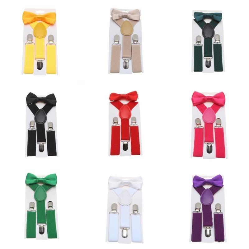 Elegante Set di Bretelle Elastiche e Papillon per Bambini e Bambine in Diversi Colori