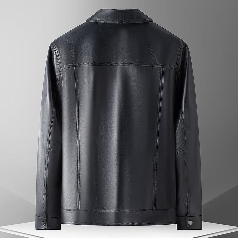 FAPAI Men's First Layer Sheepskin Lapel Leather Jacket