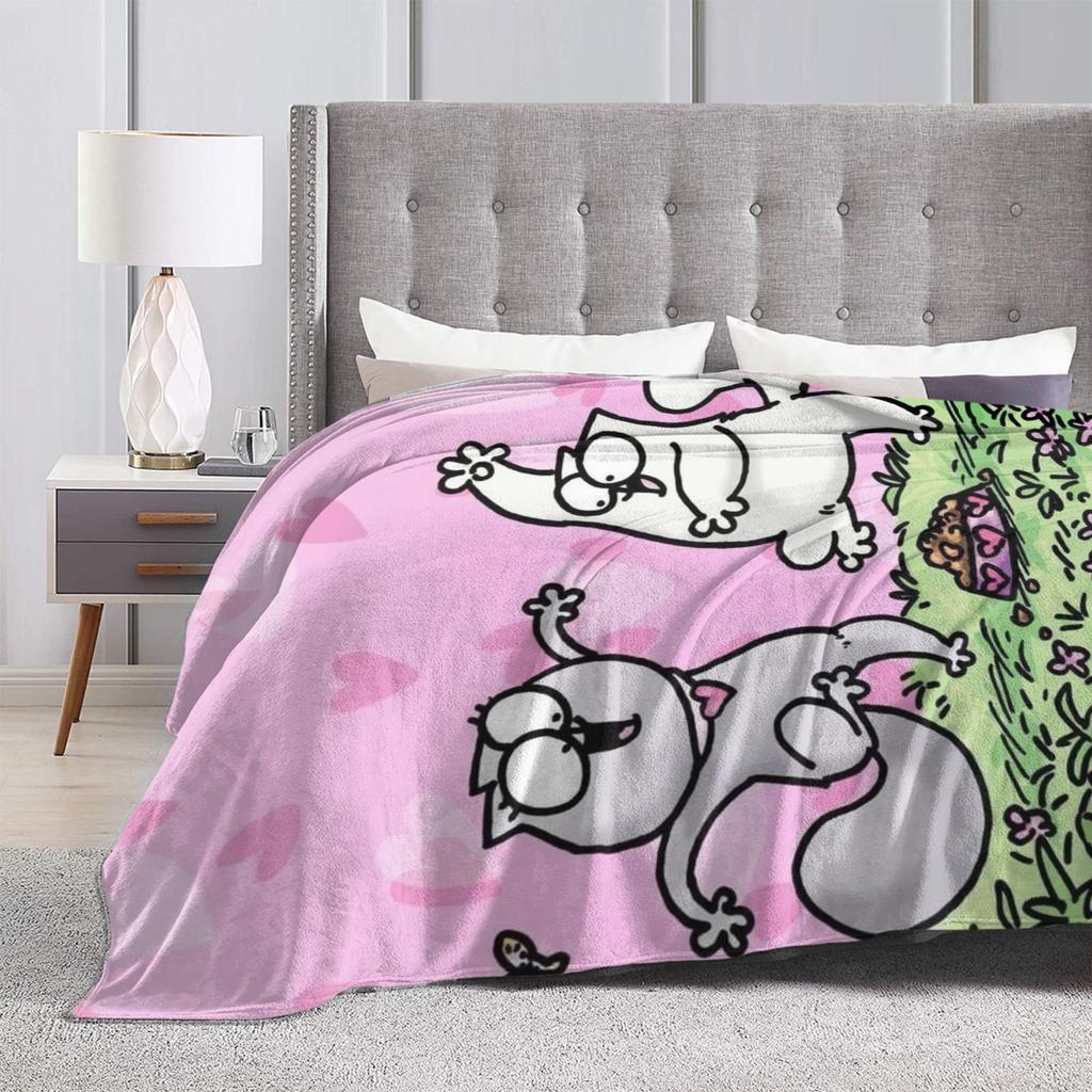 Simons Cartoon Cat Print Blanket For Men Women Warm Cozy Fluffy  Throw Blankets for Living Room 50x60 Inches Multiple Sizes