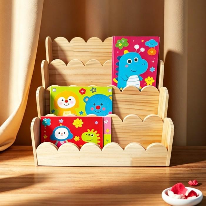 Children's Wooden Book Display & Storage Shelf