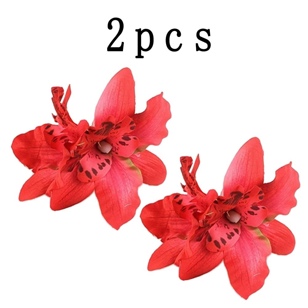 2Pcs Hawaii Orchid Flowers Hair Clips,Bohemia Style Flowers Hairpins , Photo Beach Travel Side Clip,Wedding Bridal Accessories
