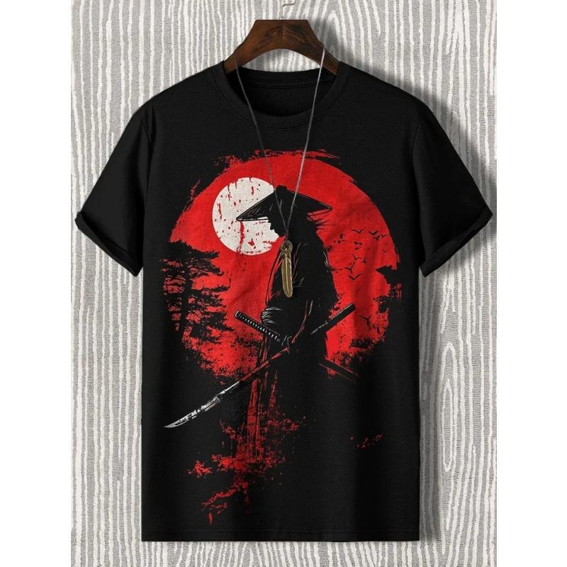 Summer Round Neck 3D Animal Warrior Print Top Fashionable Casual Short Sleeved Men's T-shirts