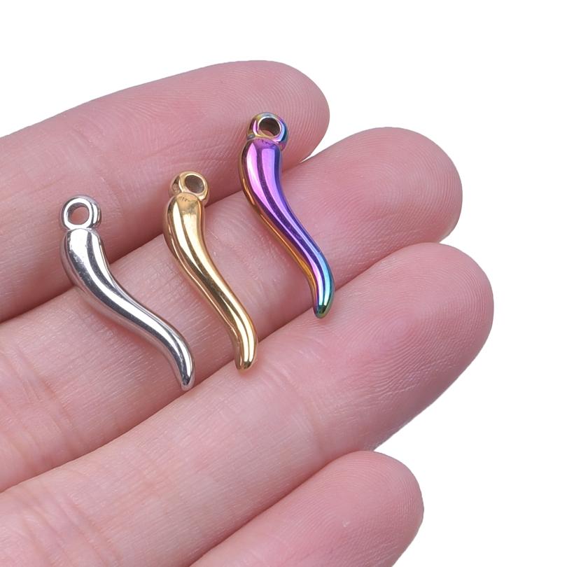 10pcs/Lot Vegetable Red Enamel Pepper Charm Stainless Steel Pendants For Jewelry Making Necklace Earrings Accessories DIY Charms