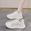 Spring, Summer, Autumn and Winter Women's Low-top Round-toe Lace-up White Shoes