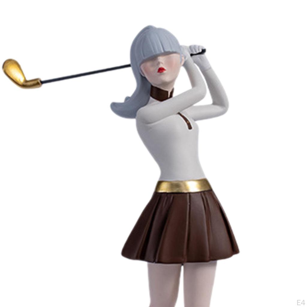 Lady Golfer Statue Decoration Girl Sculpture Figurine for Living Room Bedroom