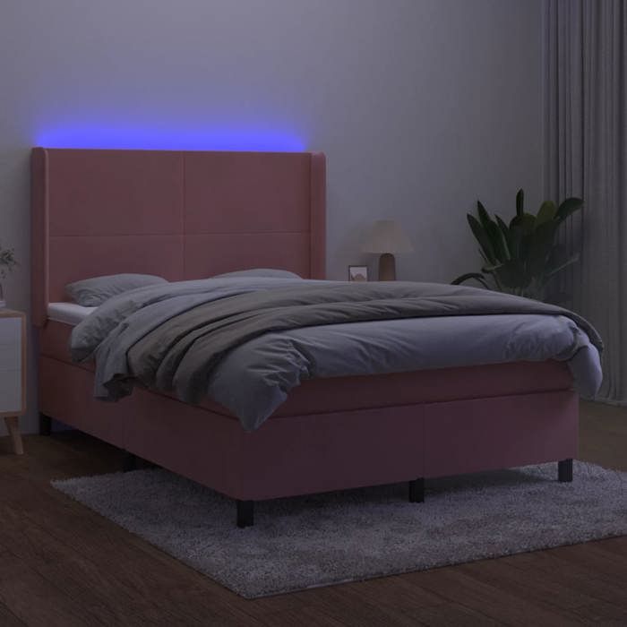 VidaXL Slat Bed Base with Mattress and LED, Upholstered Bed, Double Bed, Adult Bed for Interior Bedroom, 3139444