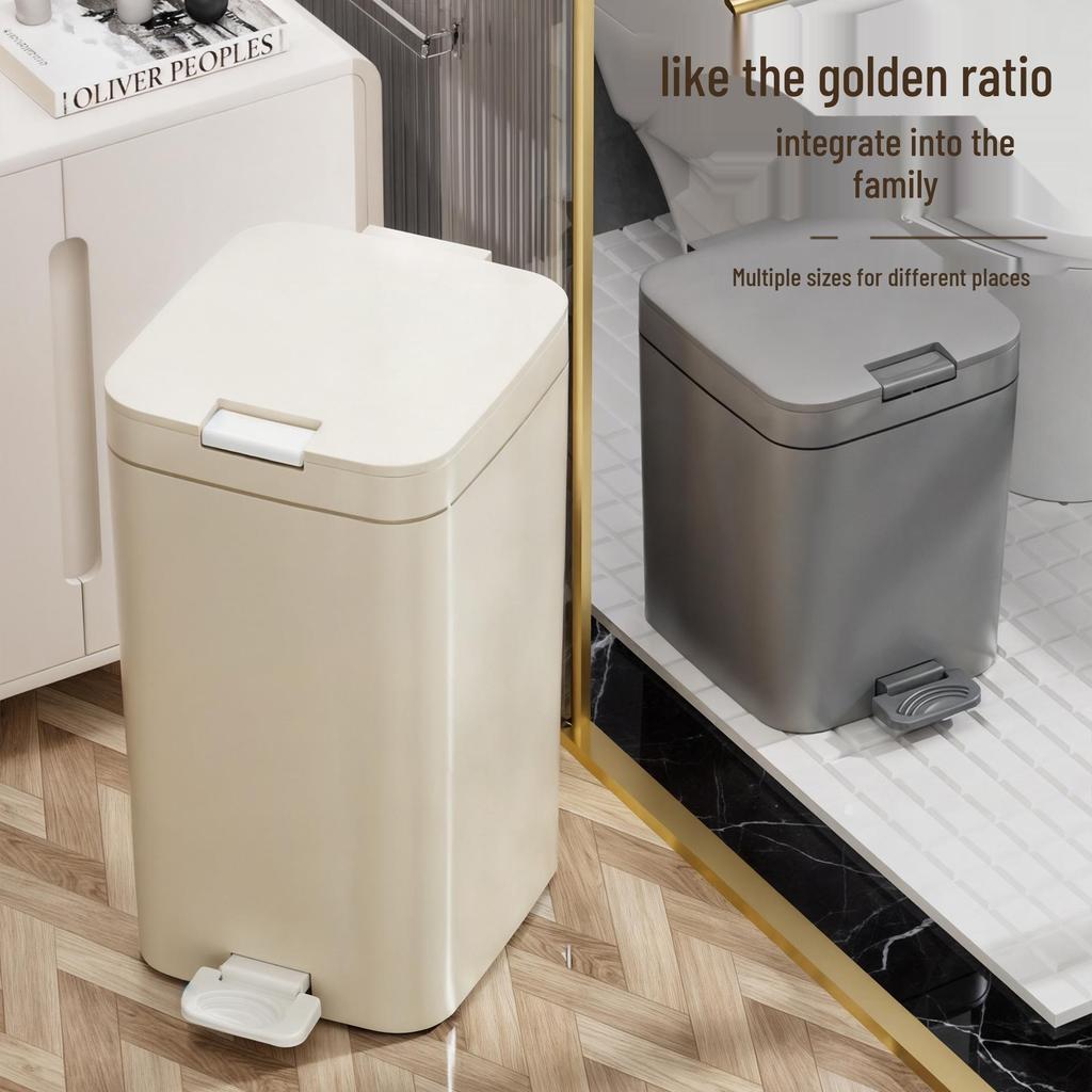 High-End Large Capacity Plastic Foot Pedal Trash Can for Bathroom and Living Room