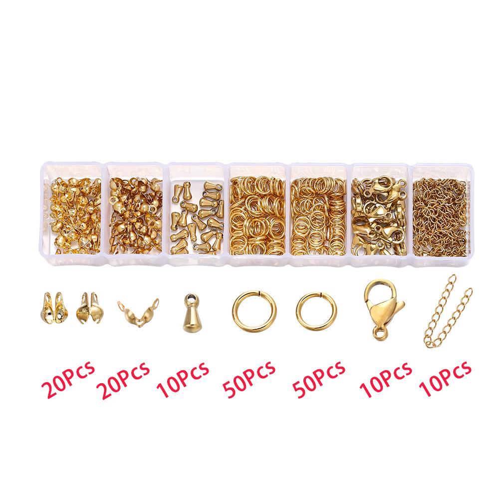 1Box Stainless Steel Lobster Clasps Open Jump Rings Crimp Beads Caps Set For Diy Bracelet Necklace Jewelry Making Accessories