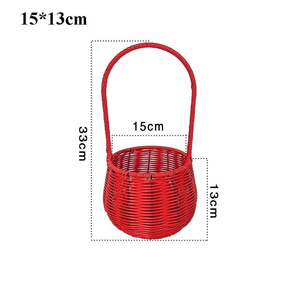 with Handle Imitation Rattan Storage Baskets Handwoven 6 Styles Handhold Weaving Basket Household Vegetable Fruit Flowers Basket