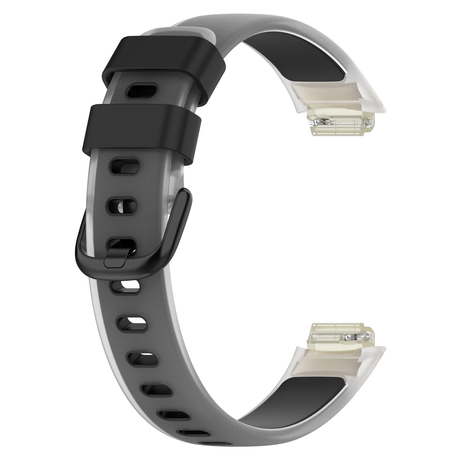 

For Fitbit Inspire 3 Silicone Watch Band Dual Color Transparent Wrist Strap Transparent+Brown