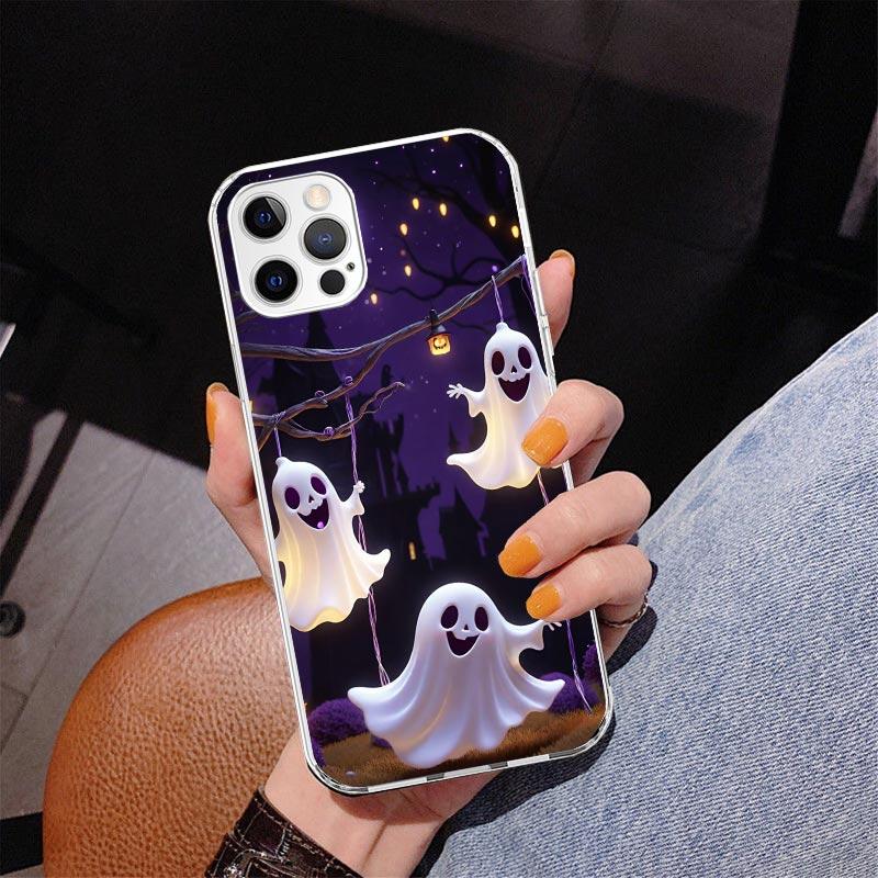 Cute Halloween Ghost Phnoe Case for Iphone 17 Air 16 16E 11 12 13 Mini 14 Plus 15 Pro Max 7 8 + SE 2020 Phone Cover Coque