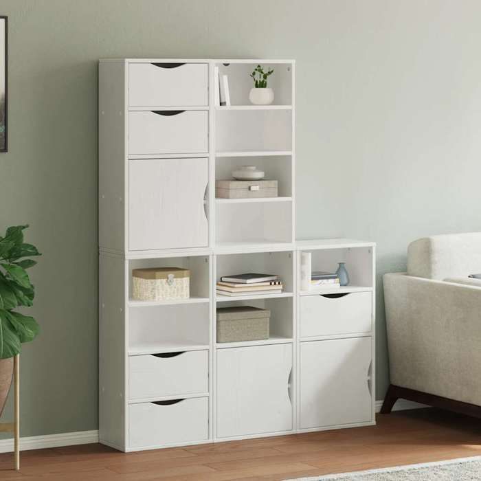 VidaXL Side Cabinets 5 Pcs ODDA White 40x24x79 Cm Solid Pine Wood, Cabinet, Buffet, Kitchen Storage Furniture, 3365367