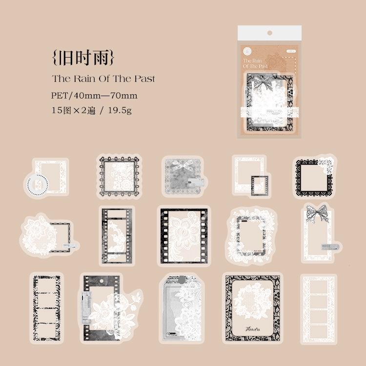 

30 шт./упак. ПЭТ кружевные наклейки пакет белые и черные тематические наклейки для украшения дневника для скрапбукинга