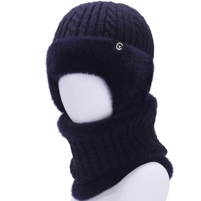 Hat Men's Winter Fleece Neck Protector Men's Windproof Winter Dad Warm Knitted Wool Hat