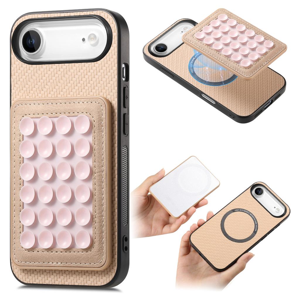 Etui na iPhone Air z teksturą włókna węglowego, skórzany tylny panel z magnetyczną odpinaną przyssawką