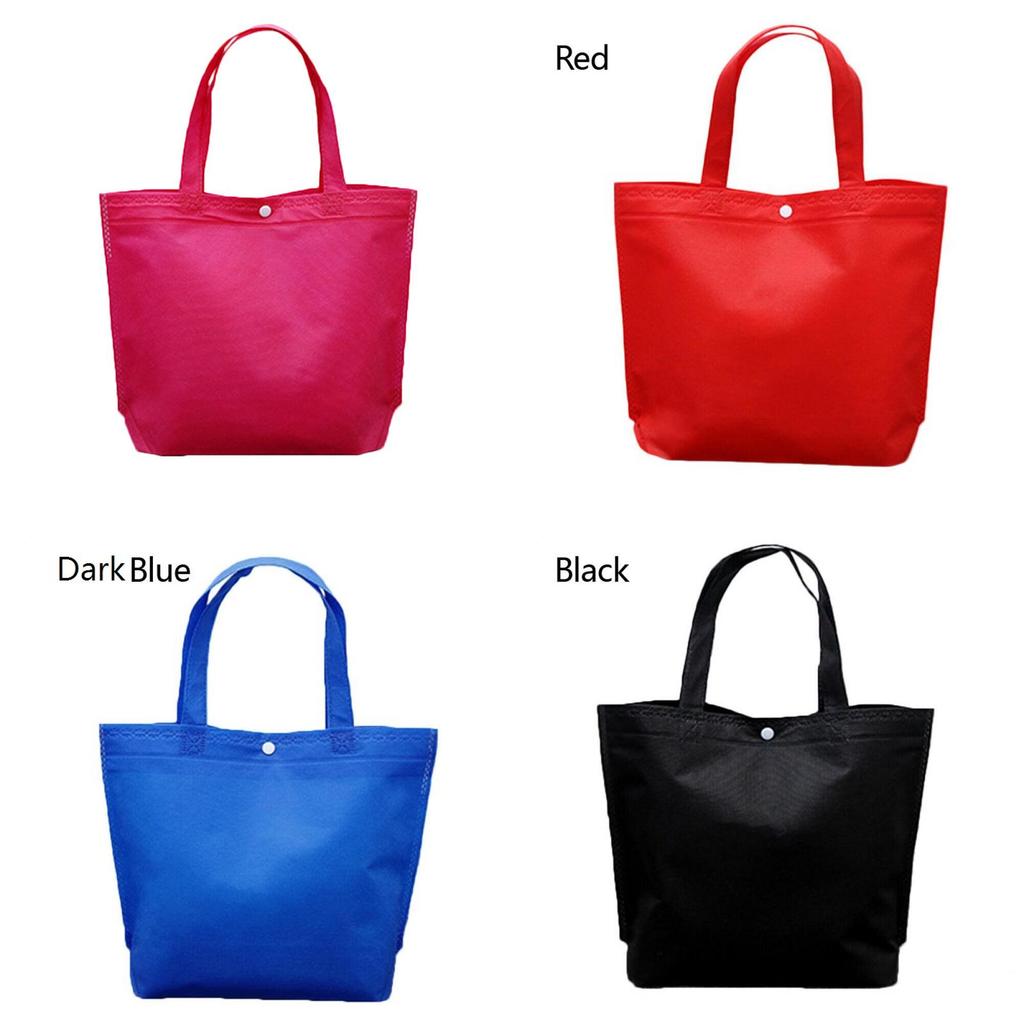 Classic Design Foldable Button Shopping Bag For Women Reusable Tote Pouch Handbag