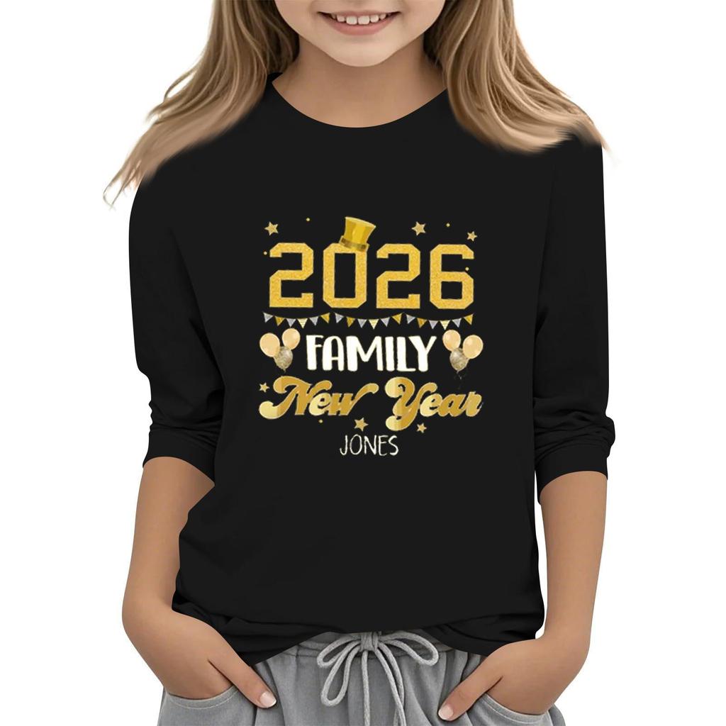 Children's 3/4 Sleeve Independence Day Printed Round Neck Casual T-shirt