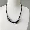 925 Sterling Silver Irregular Black Agate and Tiger Eye Necklace for Women - High-End Clavicle Chain with White Crystal and Obsidian