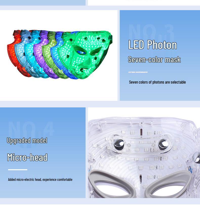 LED Beauty Instrument: Seven-Color Light Therapy Mask for Facial and Neck Skincare