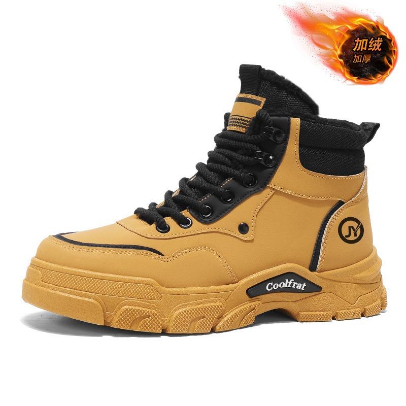 Winter velvet high-top Martin boots men's shoes British retro tooling shoes thick-soled thickened warm cotton shoes short boots tide