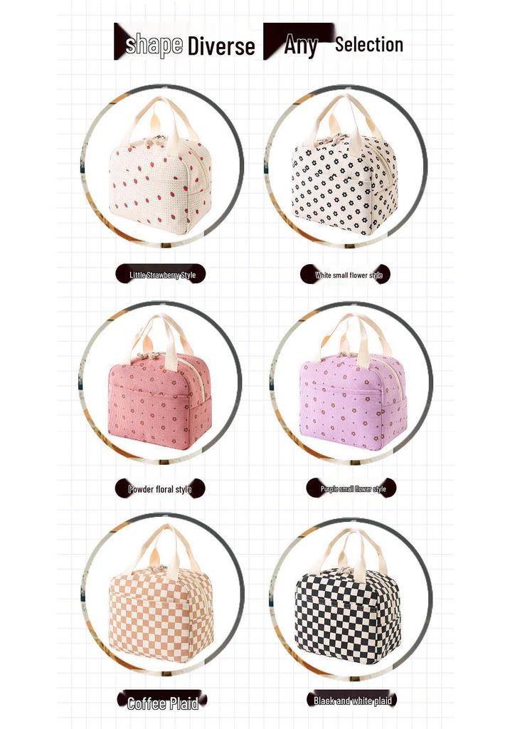 Corduroy Insulated Lunch Bag - Printed Handheld Bento Storage Box