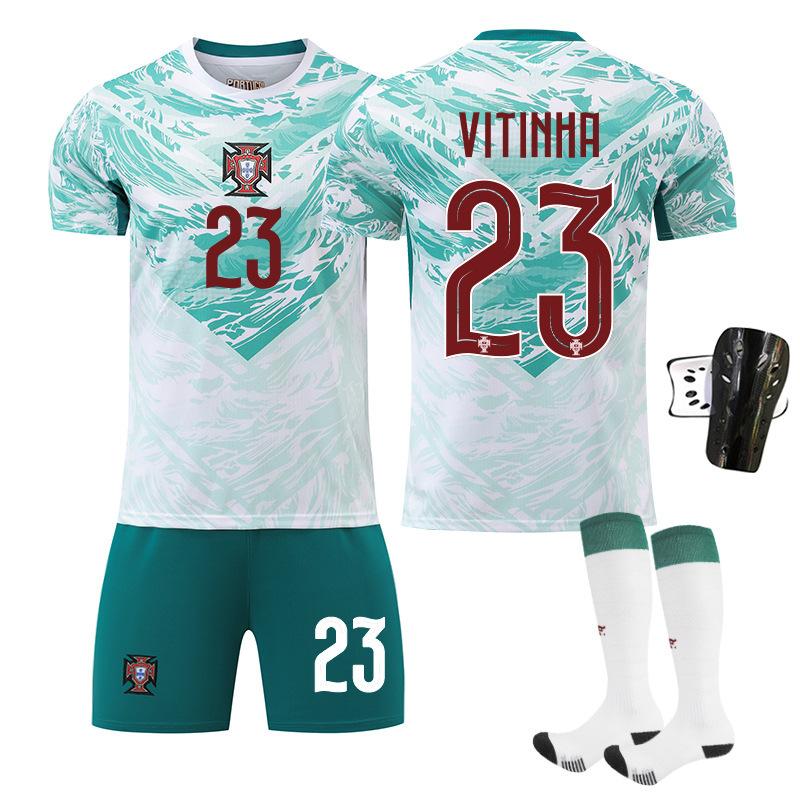 World Cup Portugal Away Football Jersey No. 7 Short-Sleeved Jersey Set Green Shorts