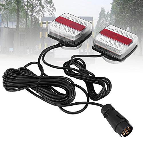 Trailer Brake Lights - Qiilu LED Tail Lights, 1 Pair of Magnetic LED Trailer Towing Lights, Board Lights, Rear Tail Lights with 10m Cable