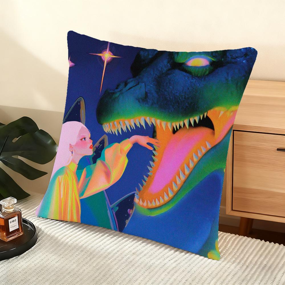 Cushion Cover Silky Short Plush Home Sofa Cushion Cover - Invisible Zipper Home Decoration Neon Dream