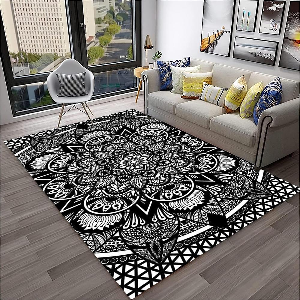 3D Mandala Bohemia Geometric Carpet Rug for Home Living Room Bedroom Sofa Kitchen Doormat Decor,Kid Area Rug Non-slip Floor Mat