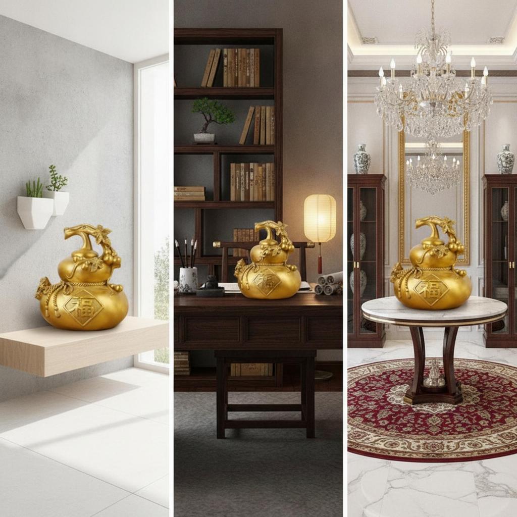 Gourd Decoration Festive Sculpture Auspicious for Entryway, Living Room