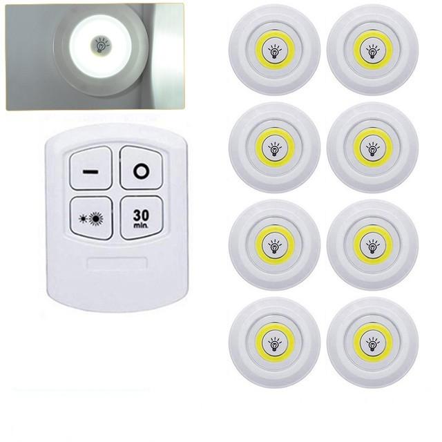 Super Bright Cob Under Cabinet Light LED 5W Wireless Remote Control Dimmable Wardrobe Night Lamp Home Bedroom Kitchen Nightlight