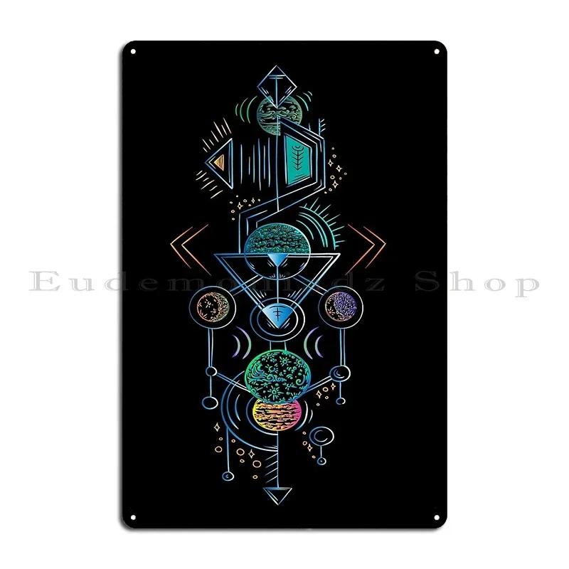 Kabbalistic Tree Of Life With Planets Kabbalah The Tree of Life Serpentine Apotheosis Metal Customize Retro Tin Sign Poster