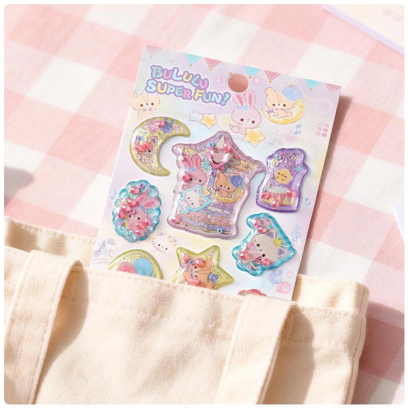 Newcreative Fragrant Glitter Shaking Cartoon Animals 3D Sticker Scrapbooking Diy Journaling Stationery Diary Sticker School Gift