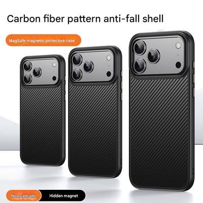 Luxury Carbon Fiber Texture Magnetic Case For iPhone 17 Air 16 Pro Max 15 Plus Magfit Cover Anti-Skin Skin Friendly Shell