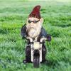 Outdoor Garden Gnome Ornament Dwarf Resin Stone Funny Elf Motorcycle Statue New