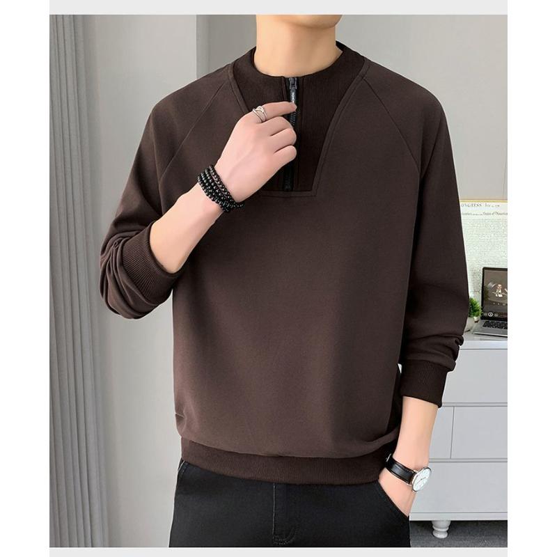 Round Neck Half-zip Sweatshirt for Men Handsome Korean Casual Long-sleeved Versatile Top Base Layer Top