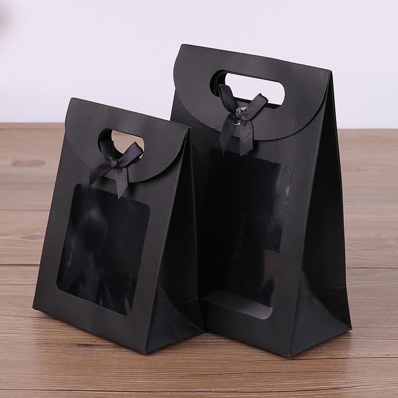 10pcs Black/white Transparent Windowed Gift Candy Cookie Wedding Boxes Eid Gift Bags Candy Cookie Bags Christmas Gifts