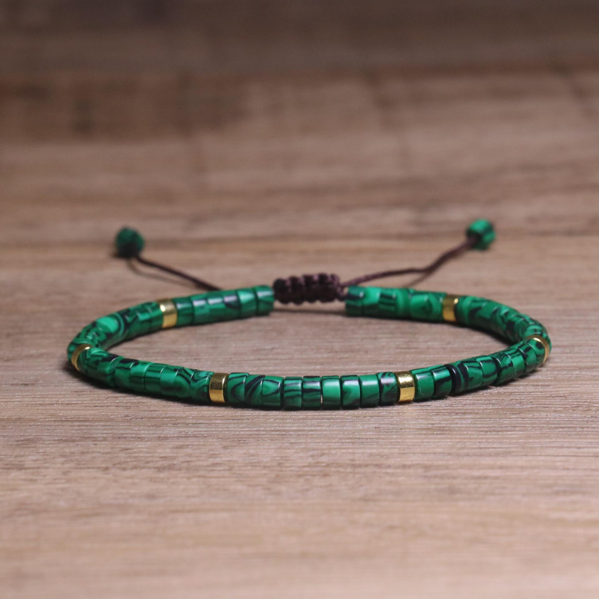 

Регулируемый браслет из натуральной бирюзы | Натуральный камень, Идеально подходит для отпуска и подарков малахитовая зелень