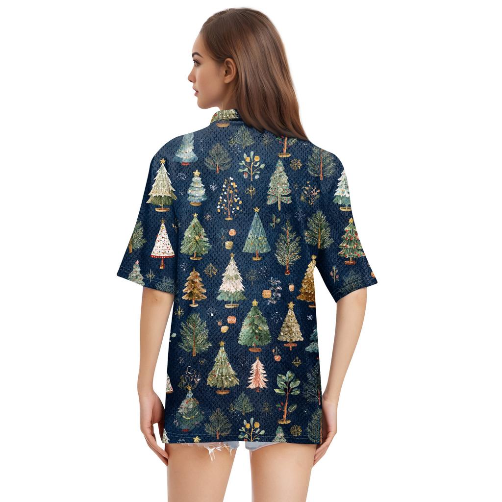 Women's Fashion Casual Lapel Short Sleeve Print Shirt Women's Button Up Tops